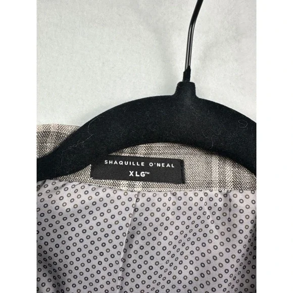 Shaquille Oneal Mens XLG Plaid Blazer Jacket Sport Coat Suit Separate Tan Gray - Picture 4 of 10